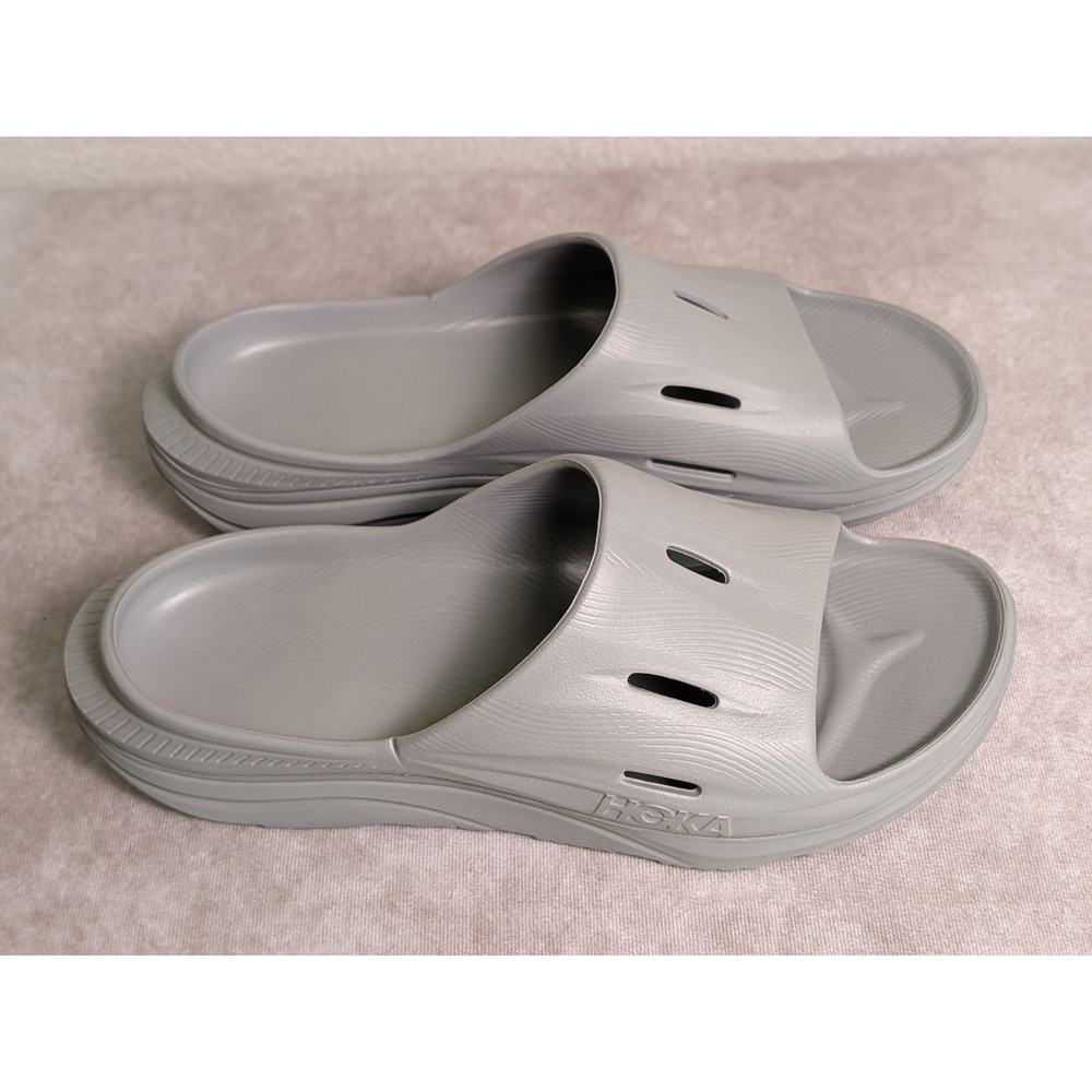 Hoka Ora Recovery Slide 3 Mens 14 Grey Comfort Sandal 1134527 marker stain - Picture 3 of 7